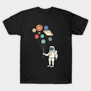 Astronaut Planets Balloons Funny Solar T-Shirt